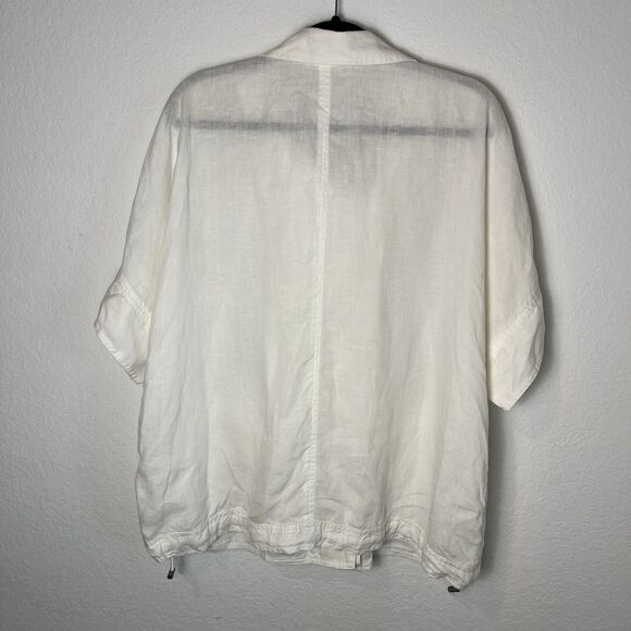 Eileen Fisher White Organic Linen Jacket Snaps Medium Oversized Lagenlook - Picture 7 of 10